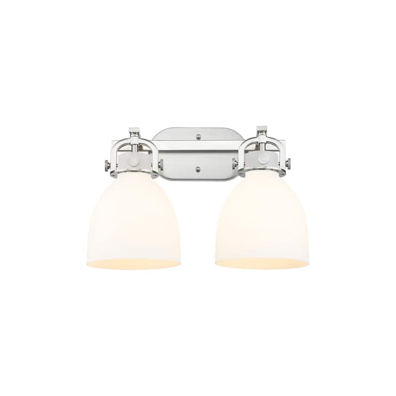 Innovations Lighting 410-2W-12-17 Newton Bell Vanity Newton Bell 2 - Satin Nickel / Matte White