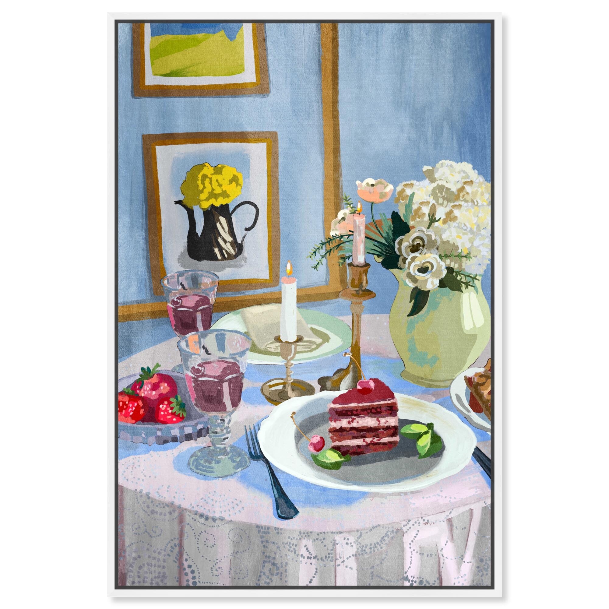 Rose Wine for Two Canvas Modern Kitchen Print by Art Remedy