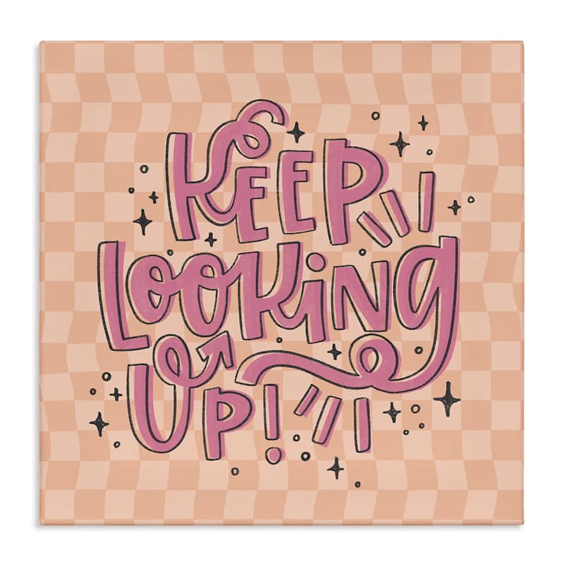 Stupell Keep Looking Up on Checkered Canvas Wall Art Design By Sarah Hickman - 24 x 24