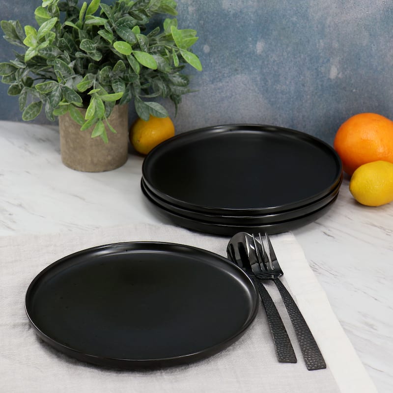 Our Table Landon 4 Piece 8.4 Inch Stoneware Salad Plate Set in Pepper