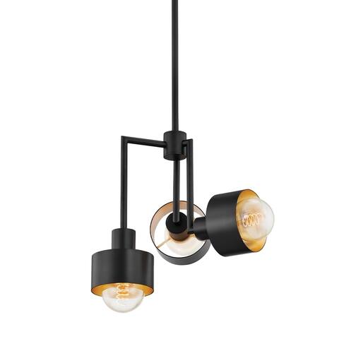 North - 3 Light Pendant - Soft Black/Gold Leaf Frame