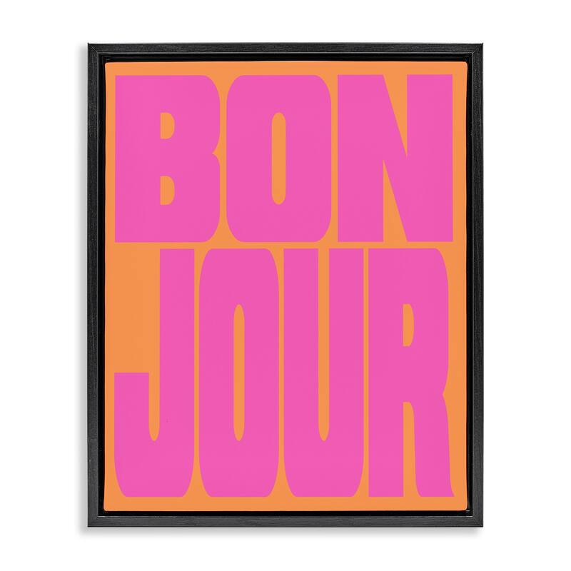 Stupell Bonjour Pink & Orange Framed Floater Canvas Wall Art Design By House of Lulu - 25 x 31 - Black