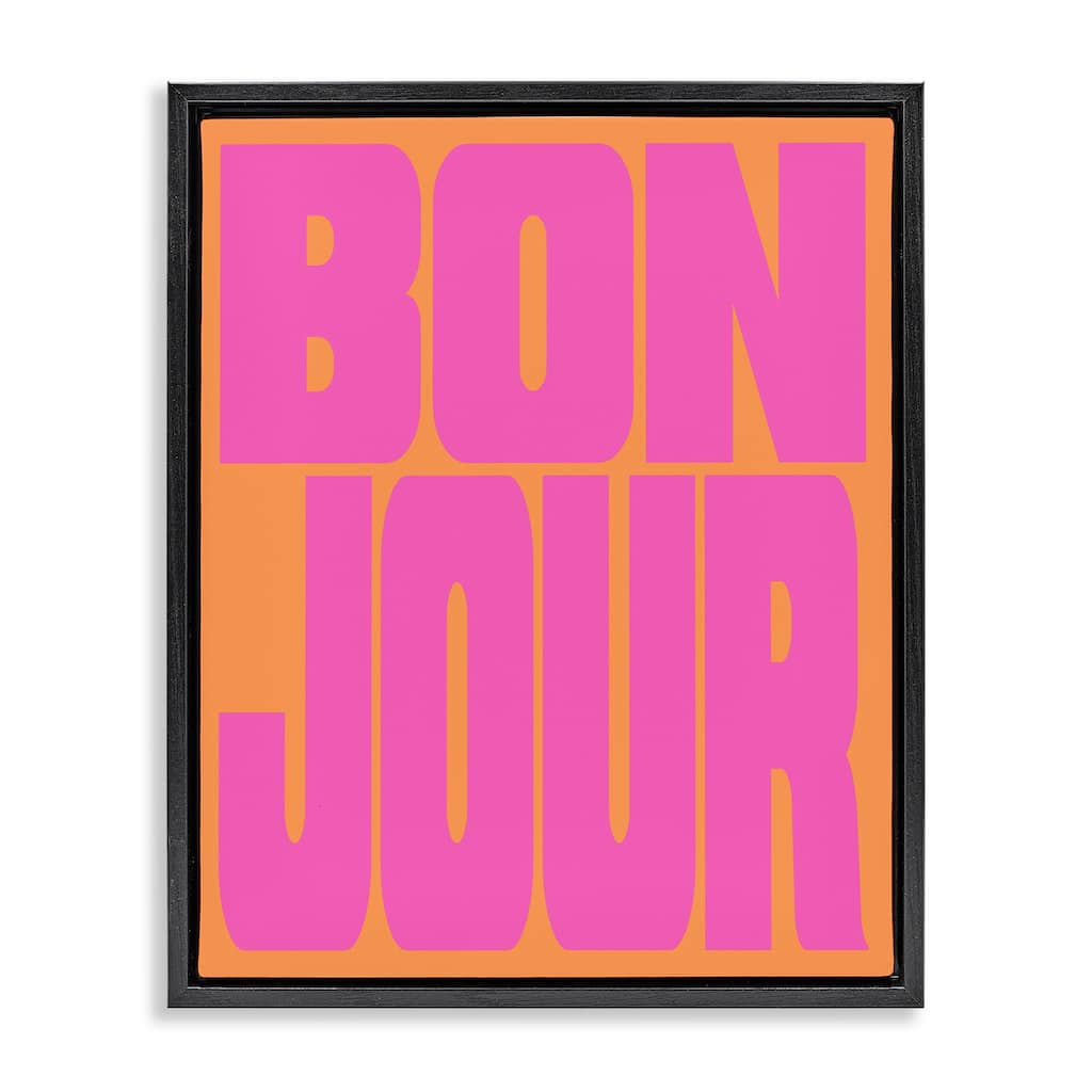 Stupell Bonjour Pink & Orange Framed Floater Canvas Wall Art Design By House of Lulu