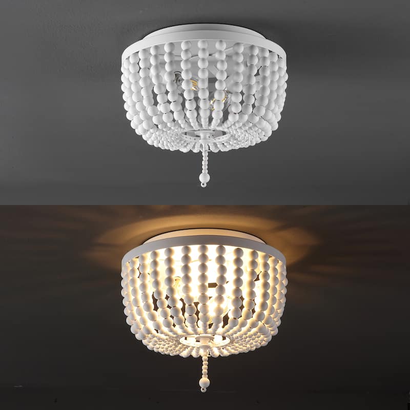 Allie Wood Beaded/Metal LED Flush Mount, by JONATHAN Y