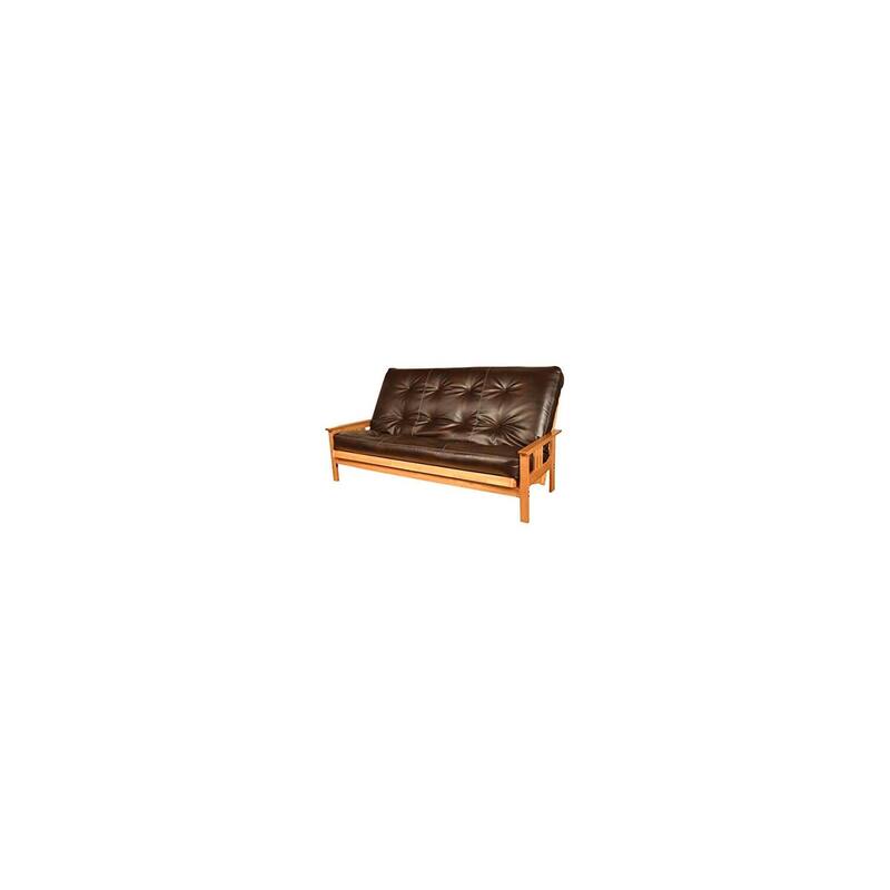 Monterey Queen Futon Frame with Butternut Finish and Oregon Trail Java Mattress - Elegant Functional Design