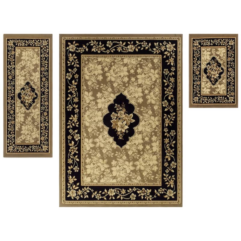 Vintage Floral Medallion Oriental Premium Indoor Area Rug by Superior - 3PC (2' x 3', 2' x 5', 5' x 7')
