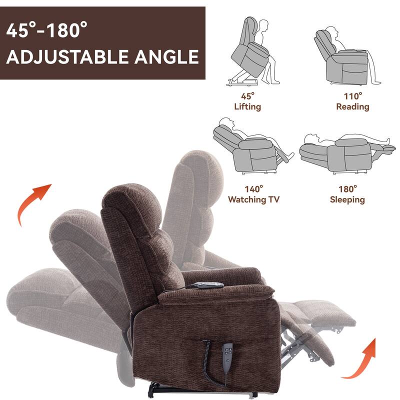 Dual Motor Infinite Position Power Lift Recliner Chair with Power-Remote, Heat Massage and Heavy Duty Motion Mechanism