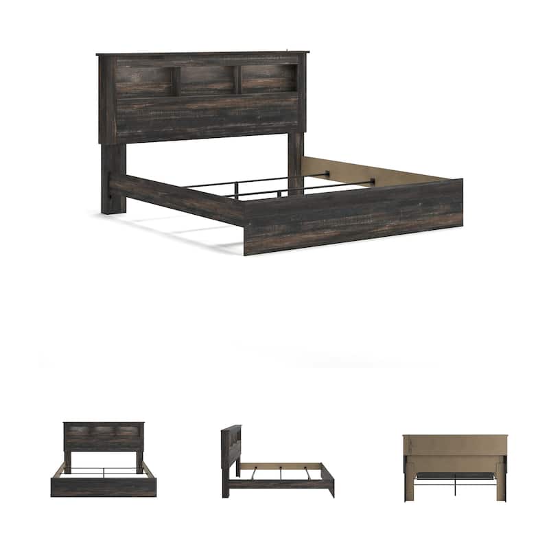 Drystan Rustic Brown Bookcase Bed