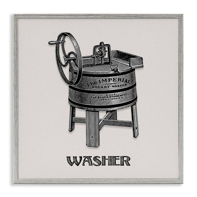 Stupell Antique Rotary Washer Framed Giclee Art Design By Val Rhodes - 17 x 17 - Grey