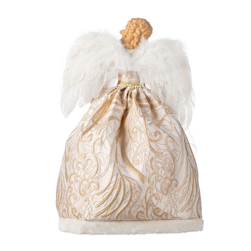 Glitzhome 18.5"-24"H Christmas Elegant Angel Tree Toppers with Porcelain Face
