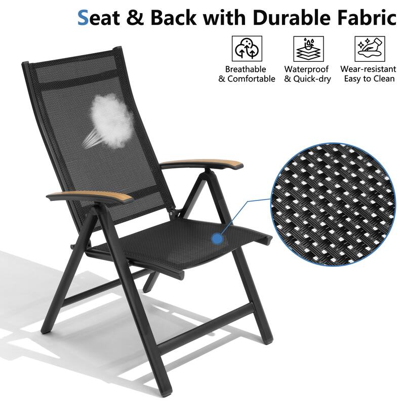 VredHom Outdoor Patio Dining Set Folding Chairs and Dining Table - Set of 7