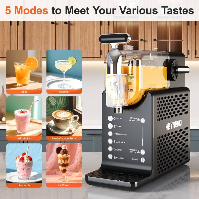 Single-Tank Slushie Maker with Rapid Chill, Self-Cleaning, 5 Drink Modes