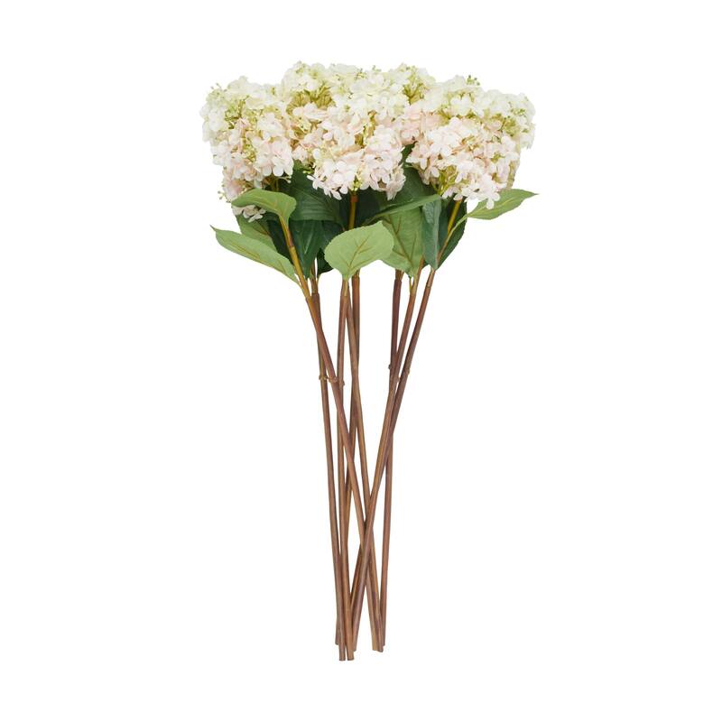 White Faux Foliage Tall Hydrangea Artificial Flower Stem (Set of 8)