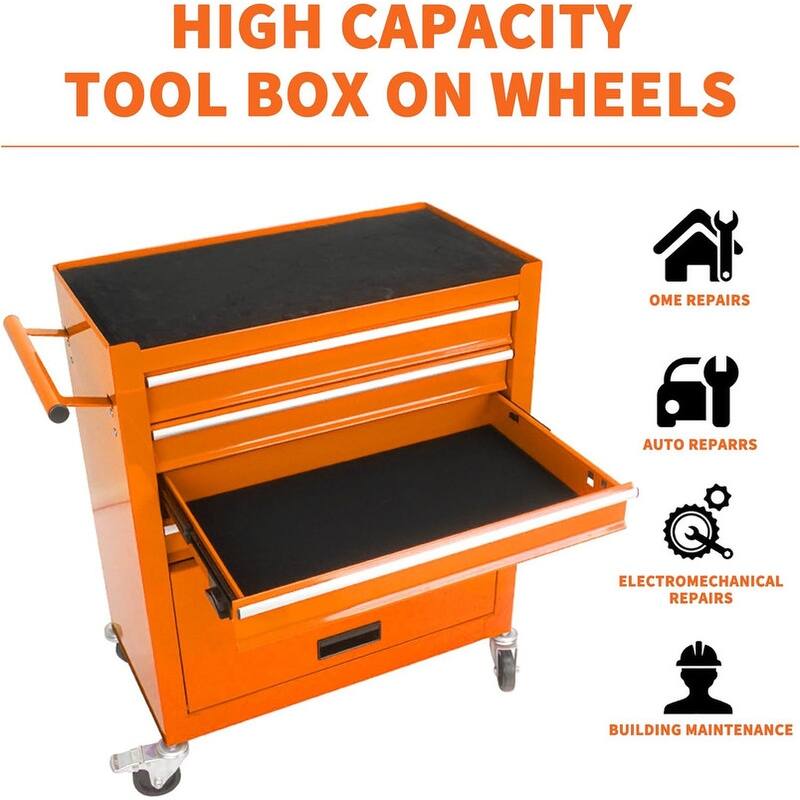 4-Drawer Rolling Tool Cart Storage Tool Box Cabinet Locked Organizer