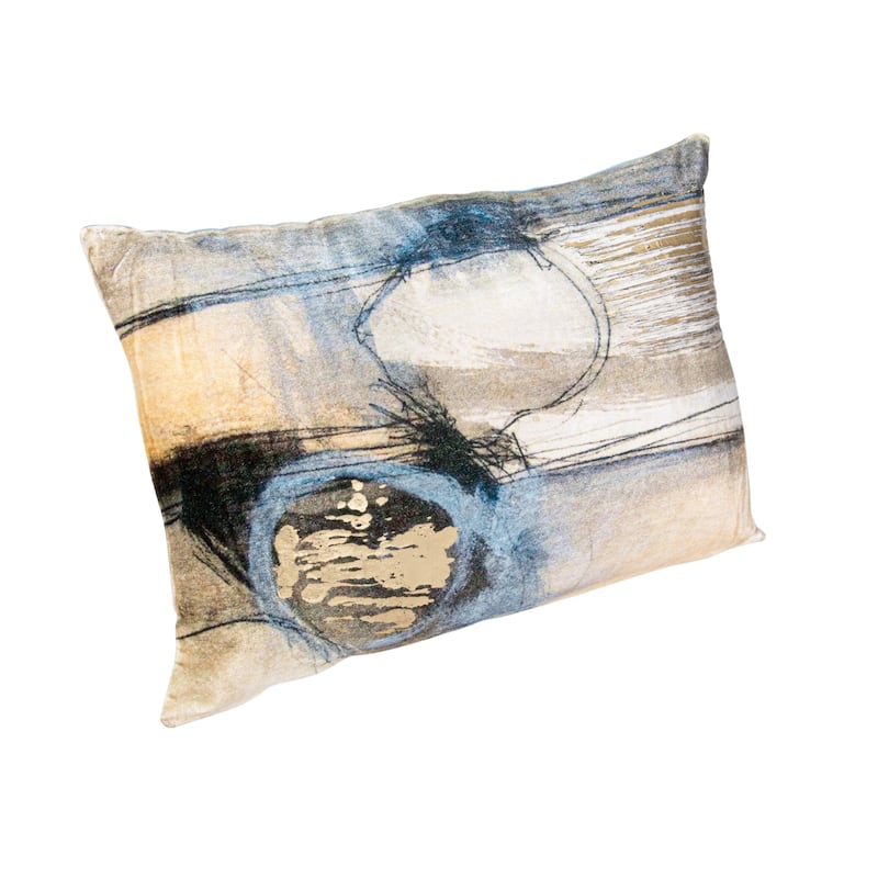 Cotton Velvet Printed Lumbar Pillow with Foil