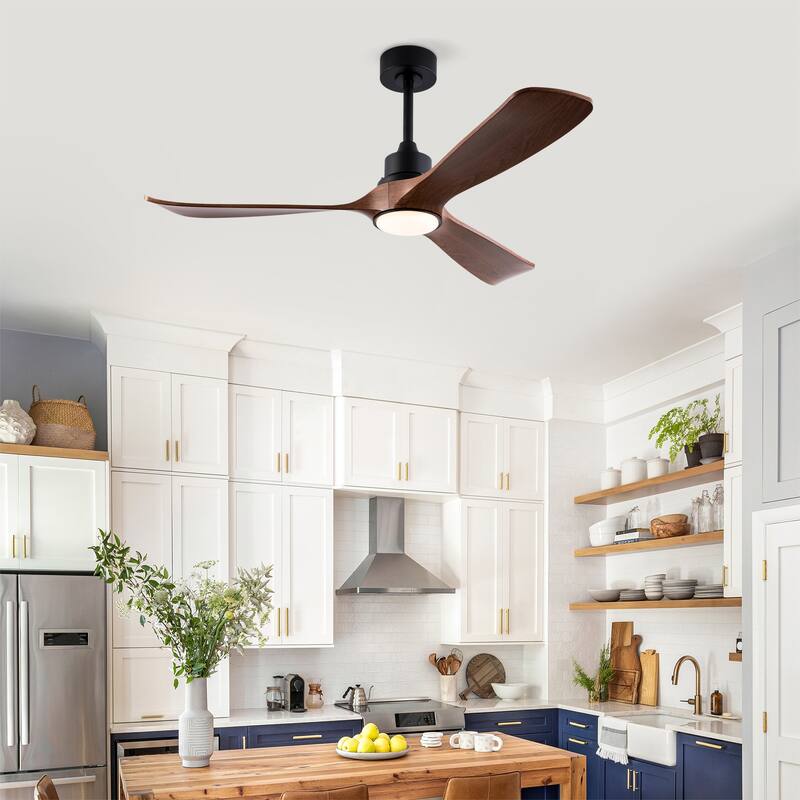 52 Inch Modern Ceiling Fan With 3 Color Dimmable 3 ABS Blades Remote Control Reversible DC Motor With Led Light