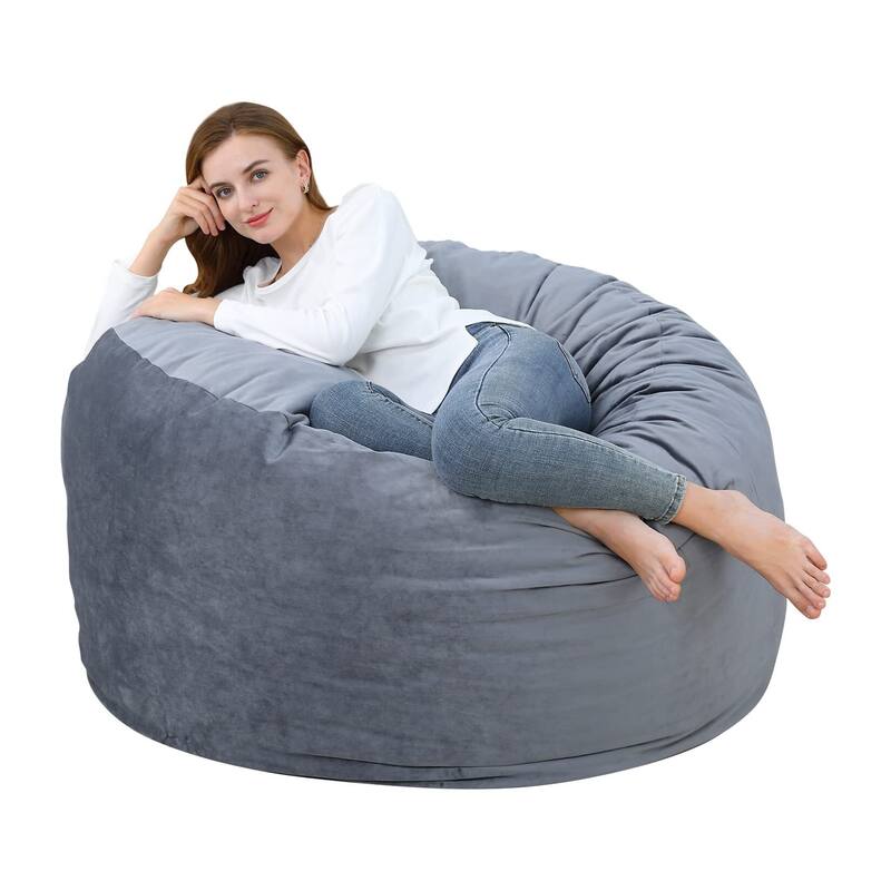 ,Cozy Lazy Sofa,48 Inch Memory Foam Bean Bag Chairs for Adults/Kids - Black