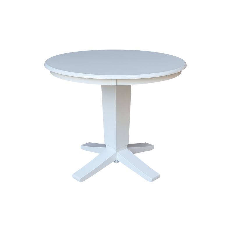 36 in Solid Wood Round Top Pedestal Dining Table with Dining Chairs in White