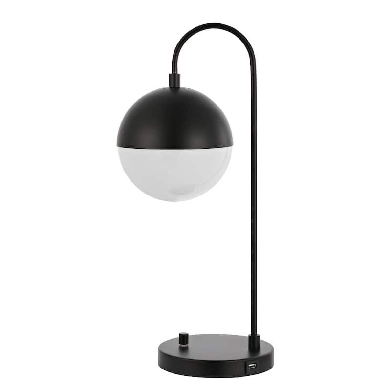 SAFAVIEH Lighting 21-inch Mid-Century Brass Gold Cappi LED Task Table Lamp.