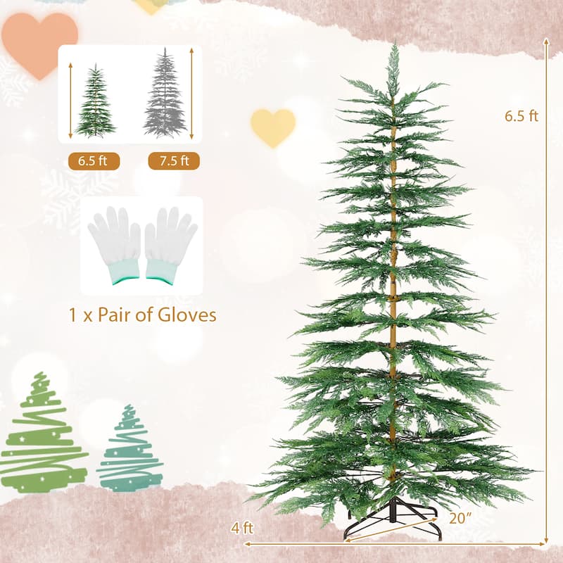 Costway 6.5 FT/7.5FT Pre-Lit Christmas Tree Hinged with 470/612 PE