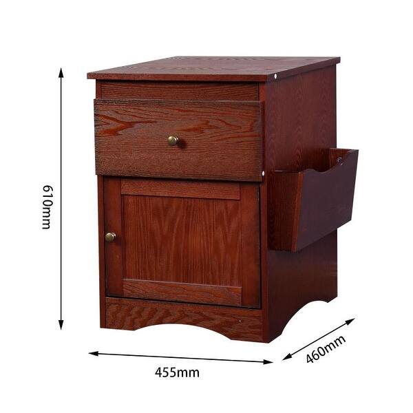 Bedside Storage Cabinet Space Saver Drawer with Magazine Rack - Bed ...