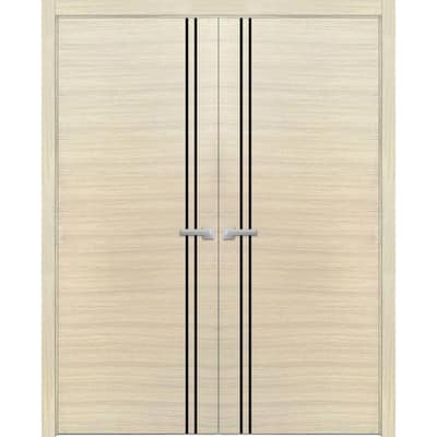 Solid French Double Doors 56 x 80 Planum 0016 Natural Veneer with