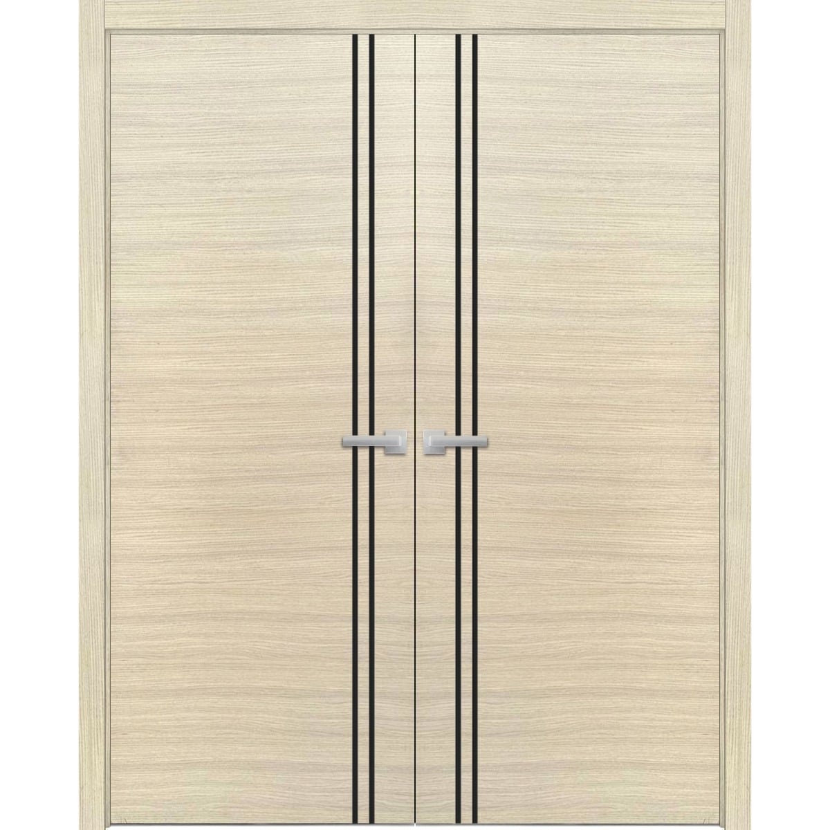 SartoDoors Planum 0016 | Interior French Doors Double French Door | Solid Wood | Hardware Set | 56x80, Natural Veneer