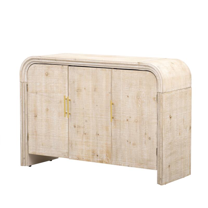 Curved Sideboard Console Table Adjustable Shelves Storage Cabinet