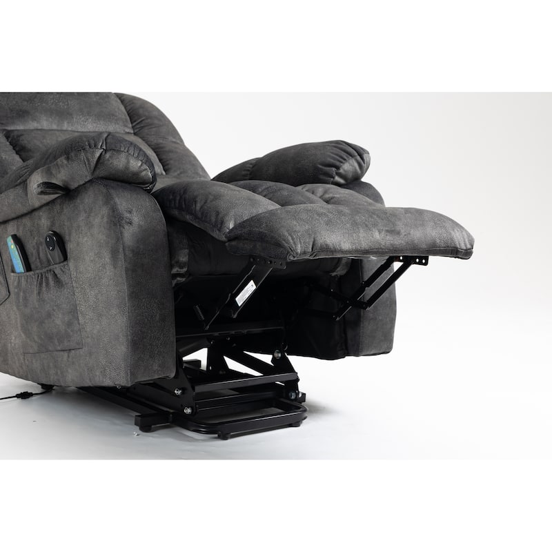 Power Lift Recliner Chair with Massage & Heat, Velvet Upholstered Electric Recliner, Lounge Sofa Chair with Side Pockets
