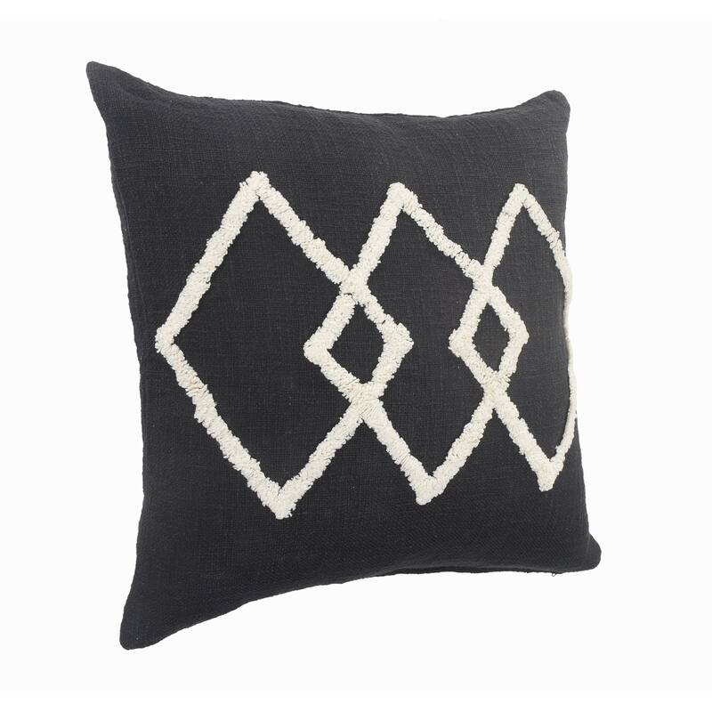 20" Black and White Diamond Square Throw Pillow