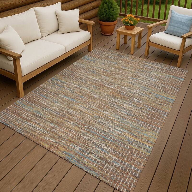 Machine Washable Indoor/ Outdoor Casual Keystone Chantille Rug - Paprika - 2'6" x 3'10"