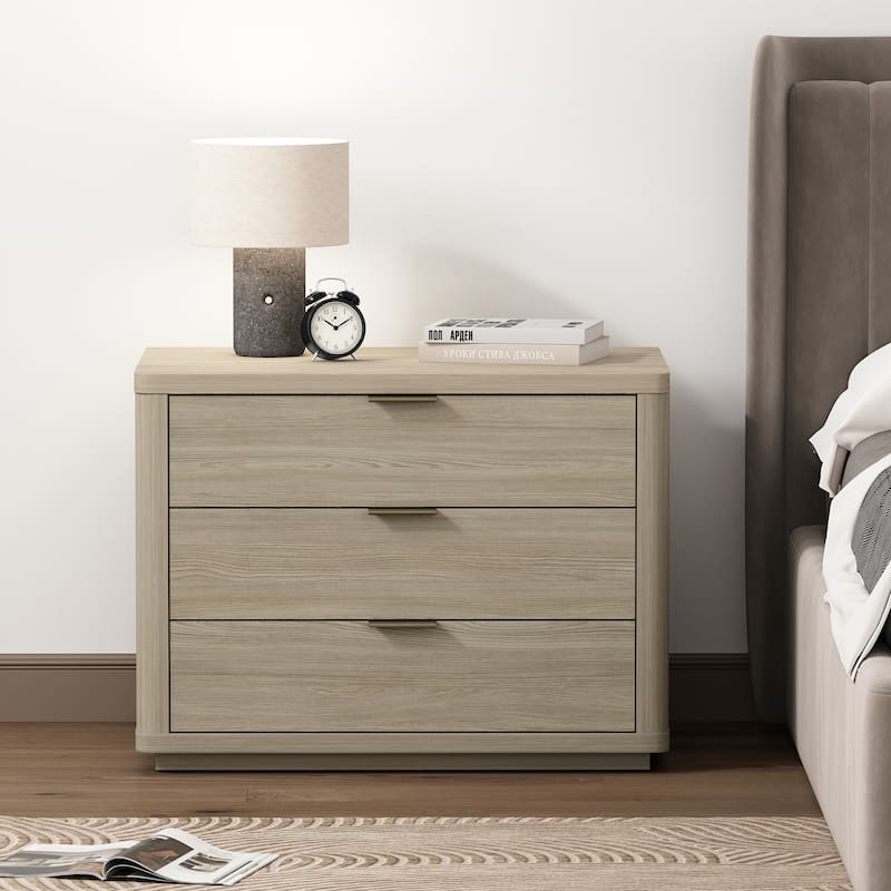 Manhattan Comfort Evelyn 32" Nightstand (3-Drawer) - Natural