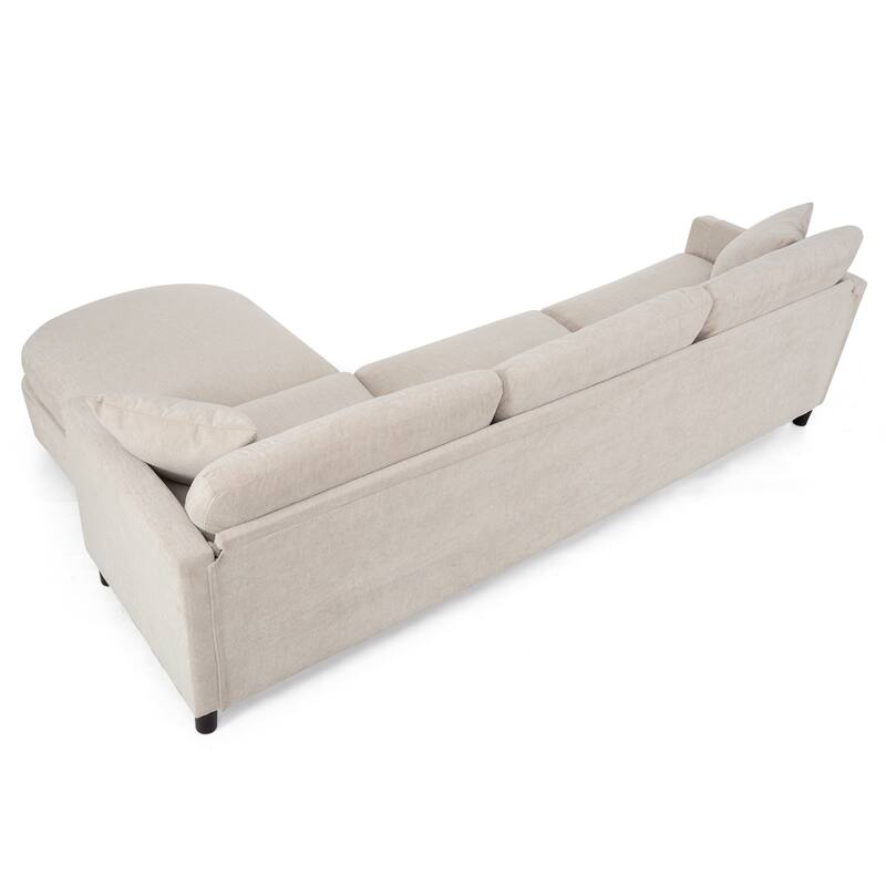 Modular Sofa with Movable Ottoman, Armrest Storage Bag, and Birch Support - 3-Seater Couch