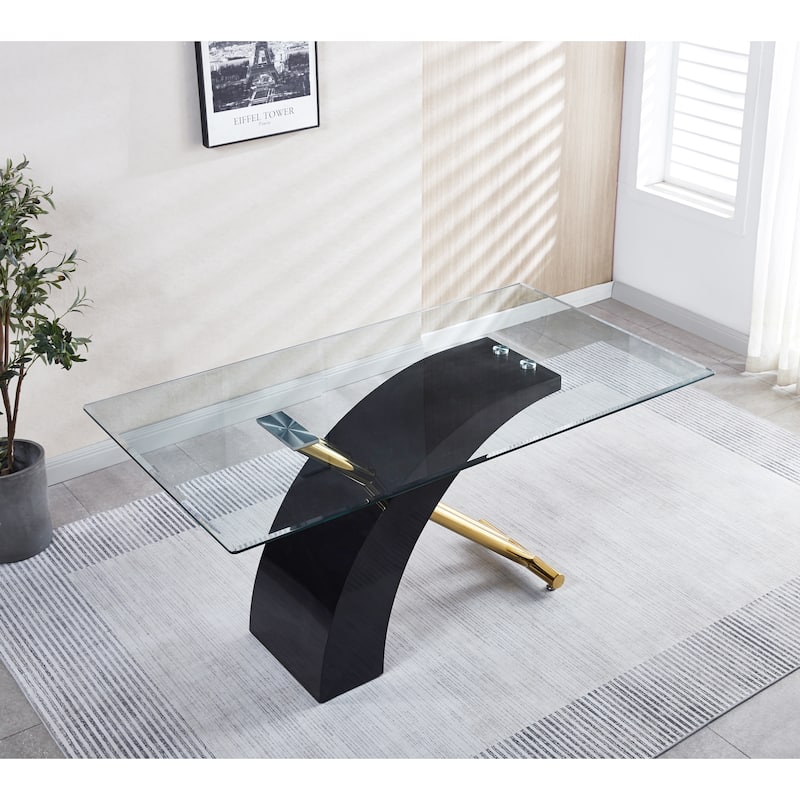 Stylish Dining Room Table, Luxury Glass Top Dining Table, Modern Design For Your House (2 Colors)