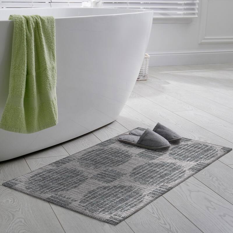 Indoor/ Outdoor Yuma Circles Washable Rug - 1'8" x 2'6" - Light Grey