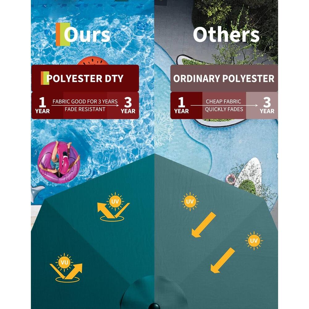 Coromose 10 Ft Patio Umbrella with Solar Lights, with 40 LED Lights