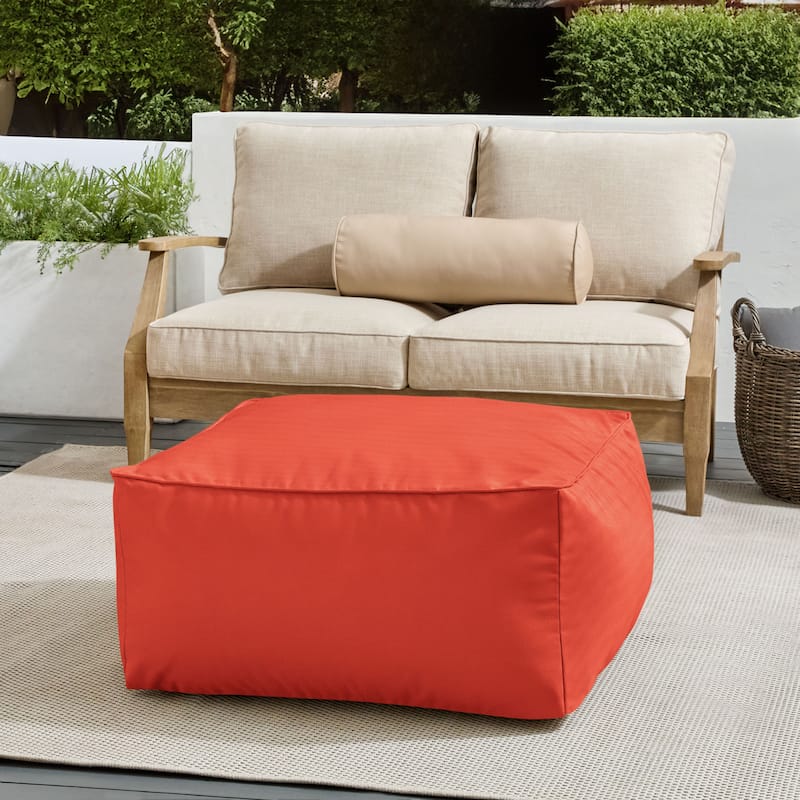 Sorra Home Sunbrella Outdoor Corded Solid Bean Pouf - Canvas Melon