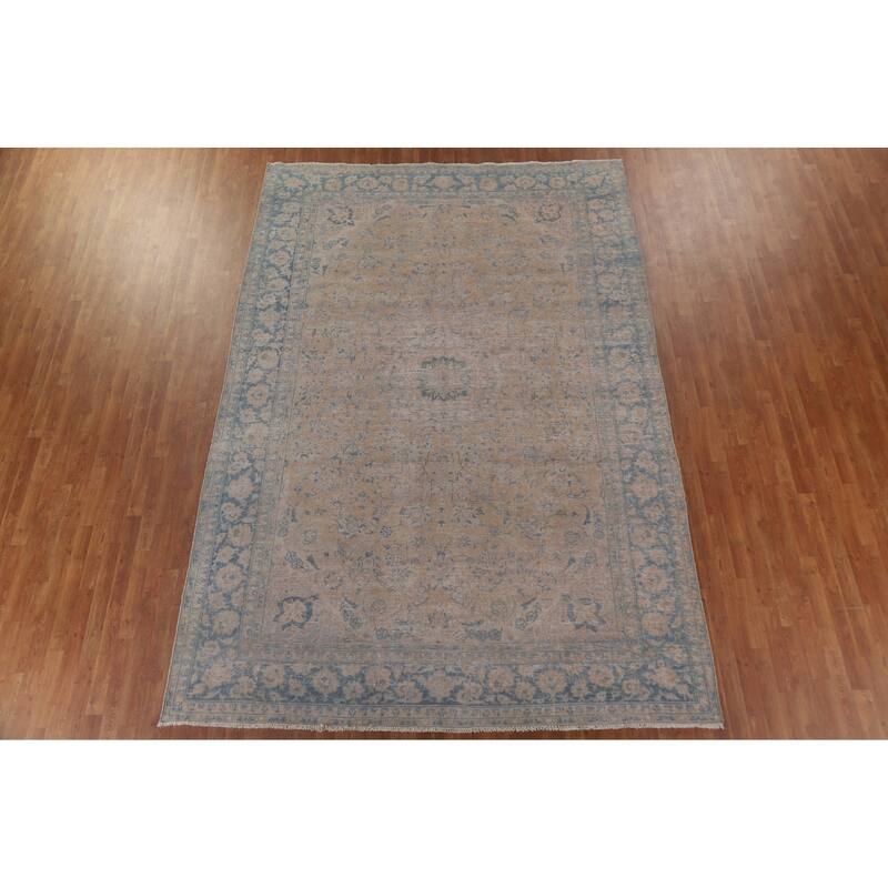 Distressed Najafabad Persian Antique Area Rug Hand-knotted Wool Carpet - 8'4" x 12'2"