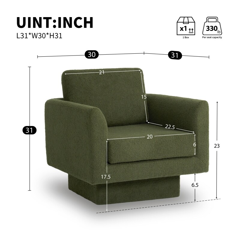 Roomfitters 360° Modern Swivel Accent Chair, Teddy Sherpa Round Armchair with Thick Padded Lounge Seat
