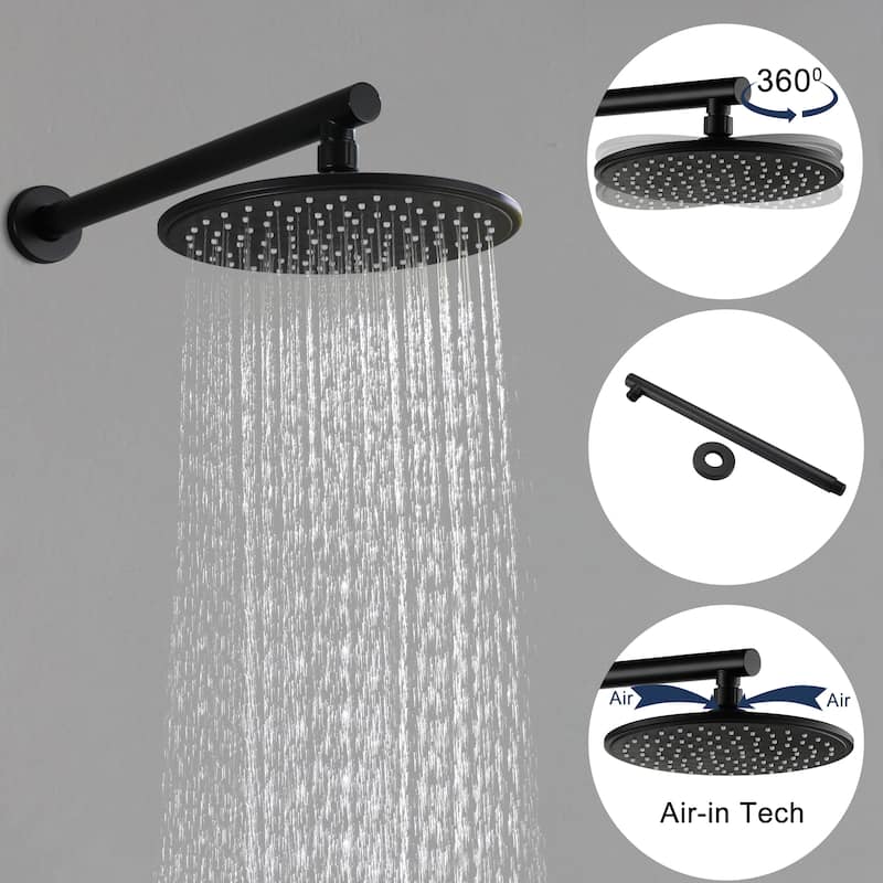 1-Spray Patterns with 9 in. Wall Mount Rain Fixed Shower Head with Valve