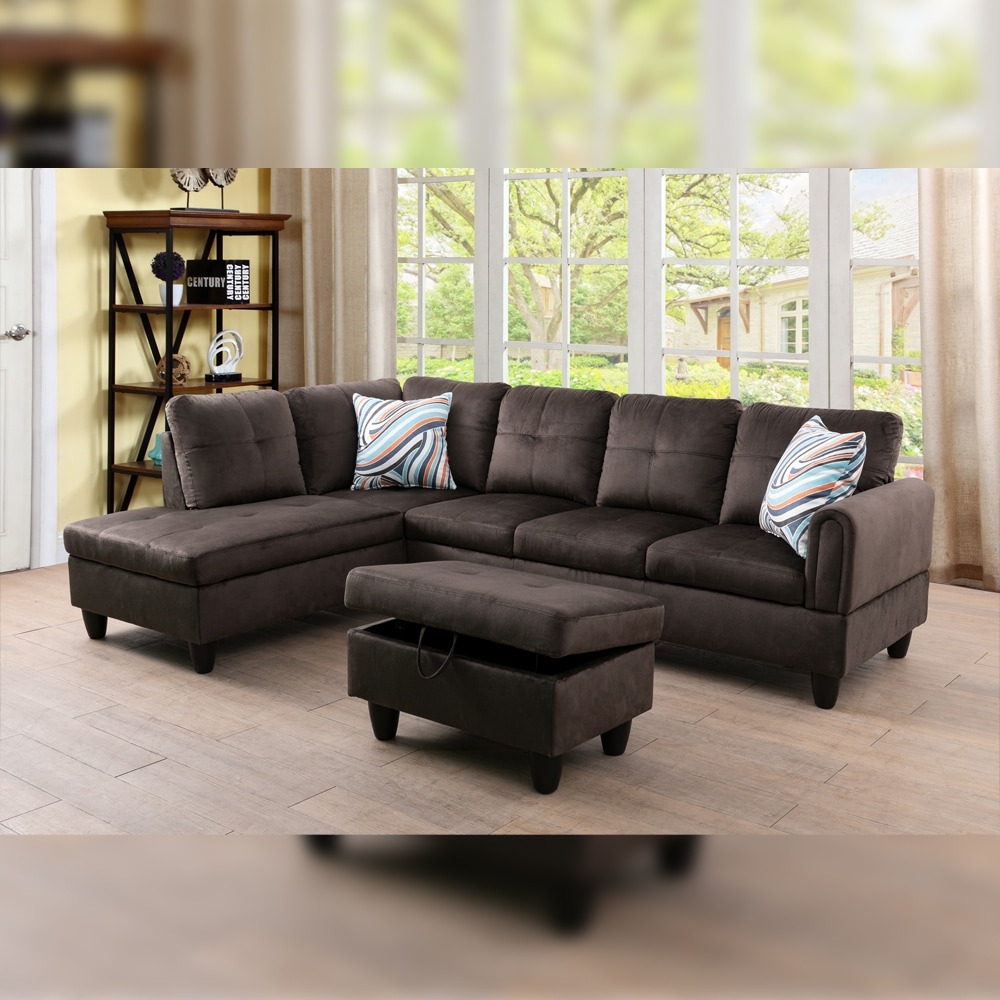 Microfiber l store shaped sectional