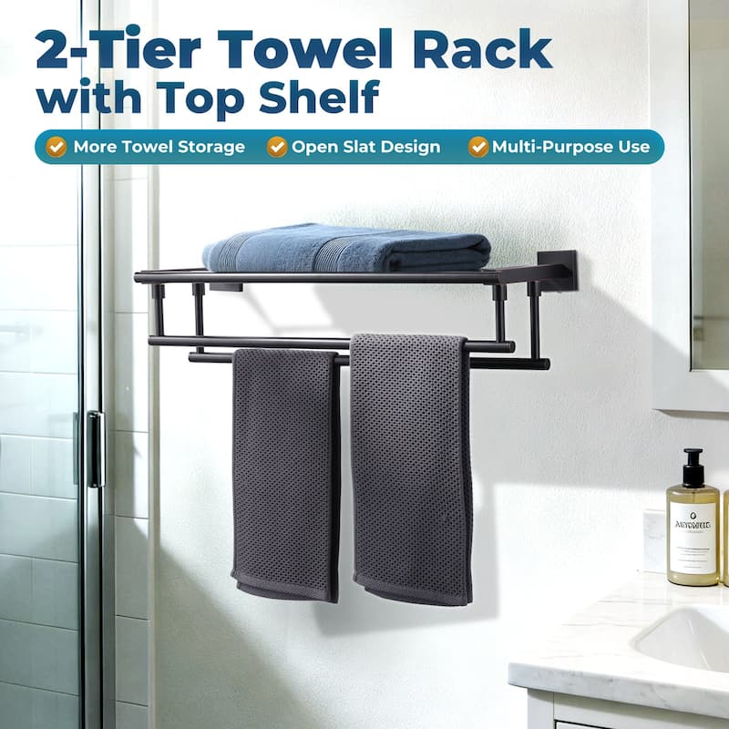 WOWOW Two Towel Holders Wall mounted Towel Rack
