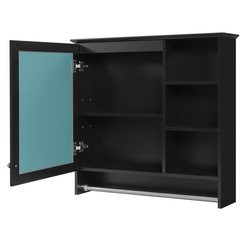 Roomfitters 30 Inch Wall Mount 2-in-1 Mirror Cabinet, Storage Organizer with Adjustable Shelf & Soft Close Hinges