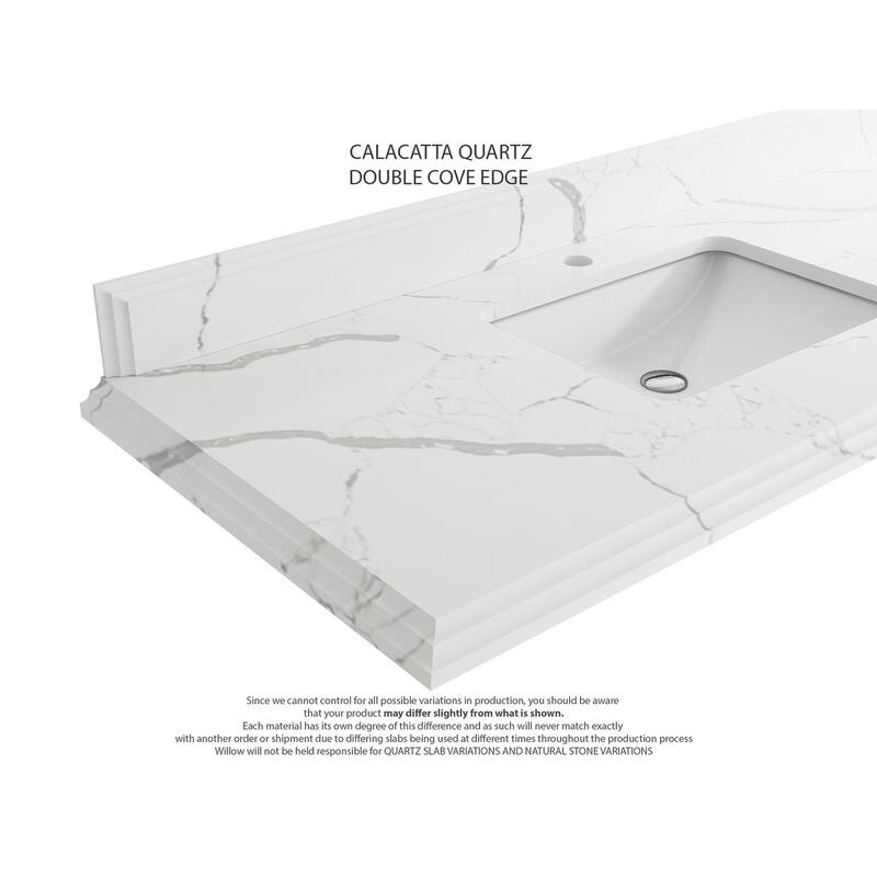 Willow Collections 36 x 22 Boston Left Offset Sink Bathroom Vanity with Quartz or Marble Countertop
