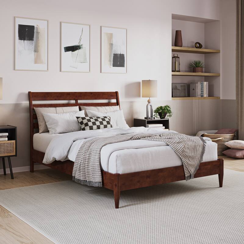 Savannah Solid Wood Low Profile Platform Bed - Walnut - Full
