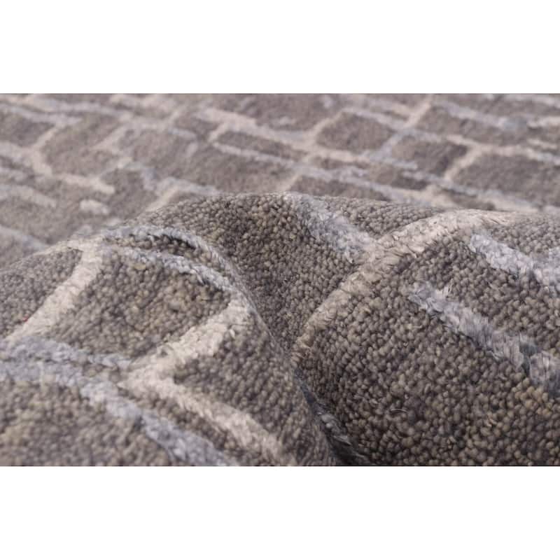 ECARPETGALLERY Hand-knotted Heritage Dark Grey Silk, Wool Rug - 5'3 x 7'8