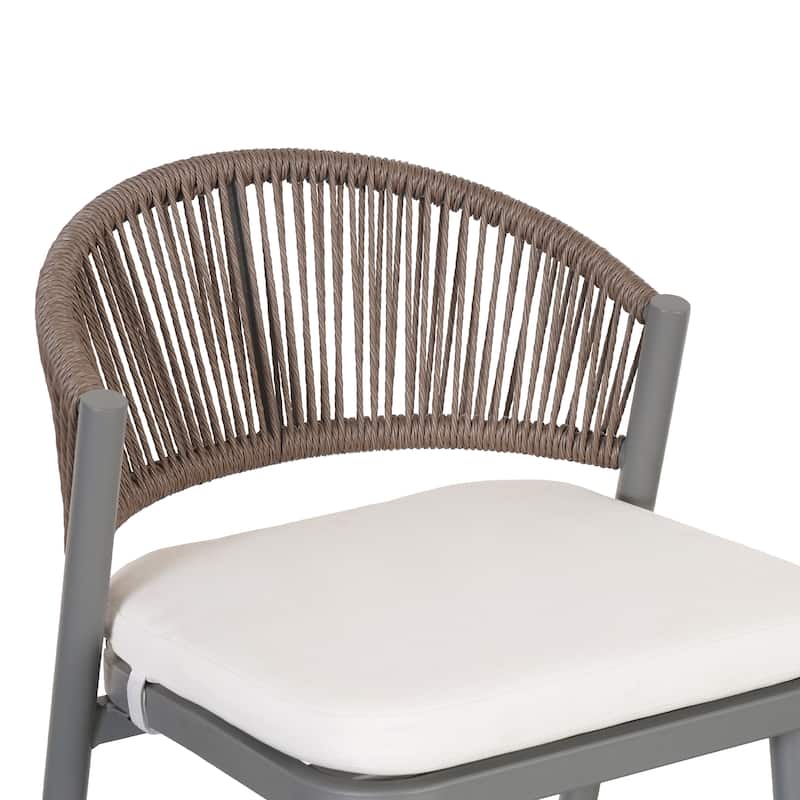 Christopher Knight Home - Beverly Outdoor Barstools with Scallop Backrest (Set of 4) - Iron