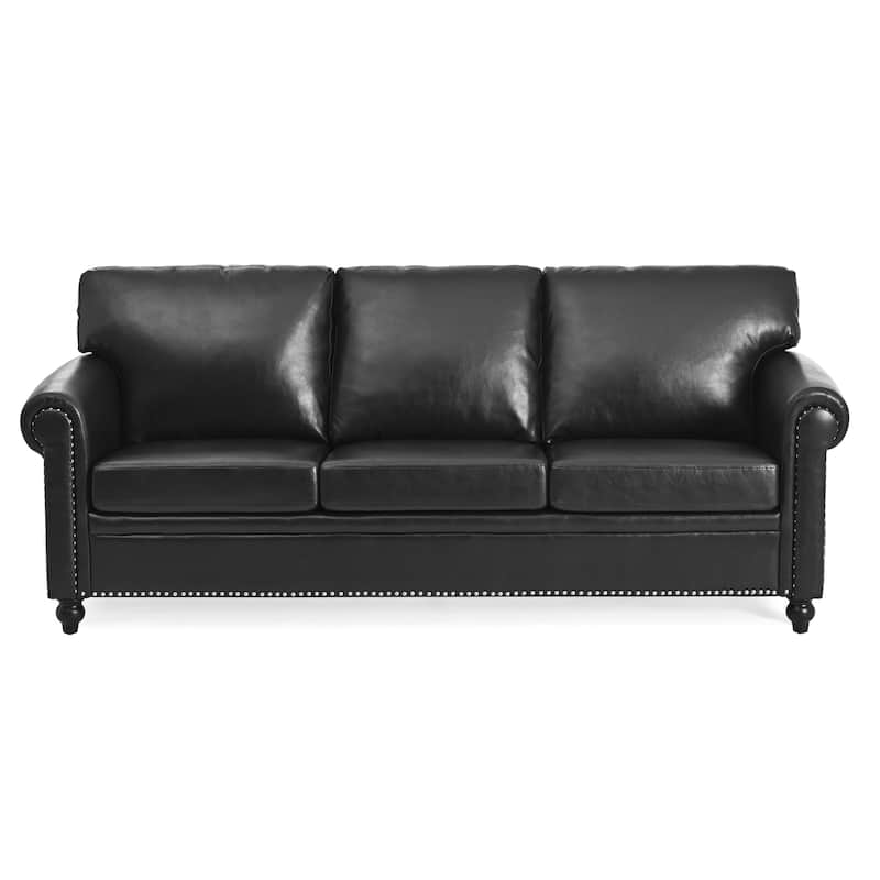 Stylish Sofa with Detachable Cushions, Pocket Spring Support & Silver Nailhead Detail - Ideal for Living Rooms