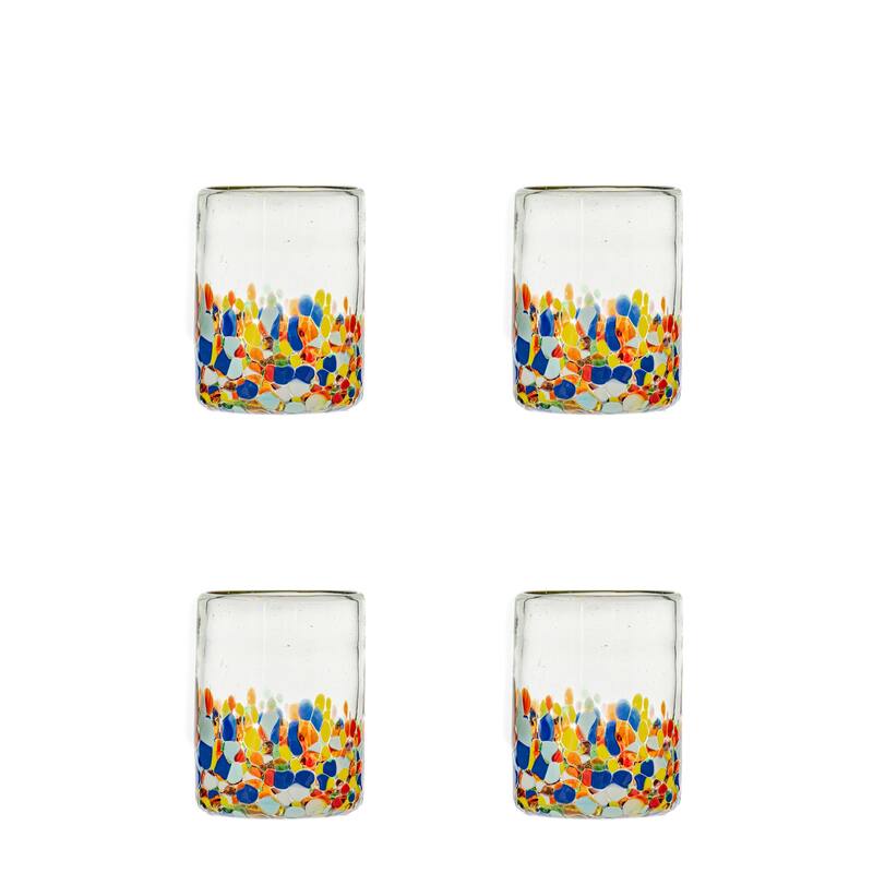 10 Strawberry Street Pueblo Handblown Mexican Glassware, Set of 4 - 11 oz Double Old Fashioned