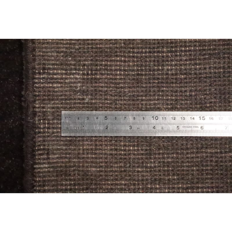 Hand Knotted Oriental 100% Wool Carpet Modern Solid Brown Gabbeh Runner Rug - 4' 9'' X 2' 3''